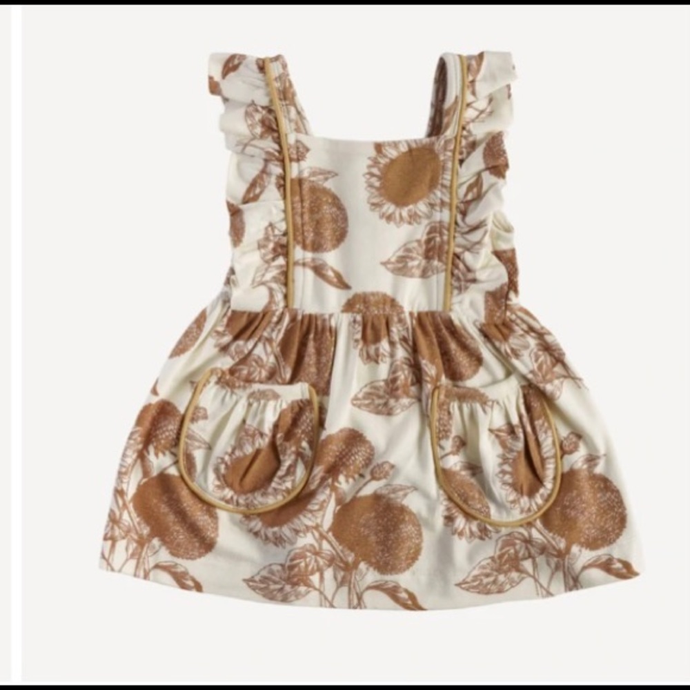 Kate Quinn BNIB piped pinafore dress sunflower bamboo 5y